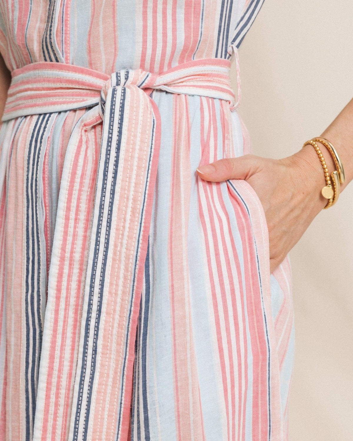 Tinley Striped Belted Midi Shirtdress
