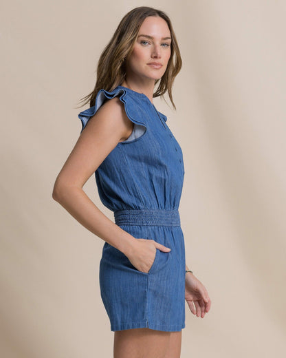 Evalyn Flutter Sleeve Smocked Romper