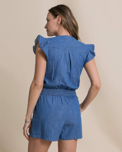 Evalyn Flutter Sleeve Smocked Romper