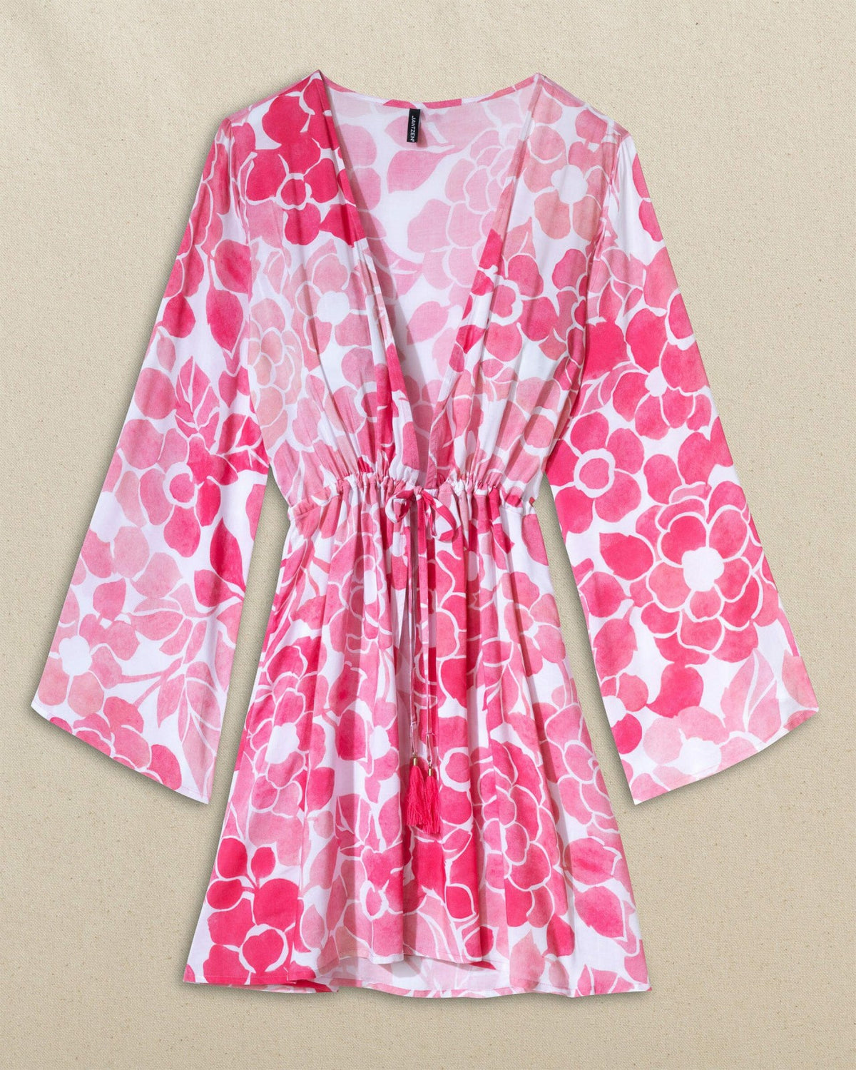 Floral Bell Sleeve Short Tunic Cover-Up