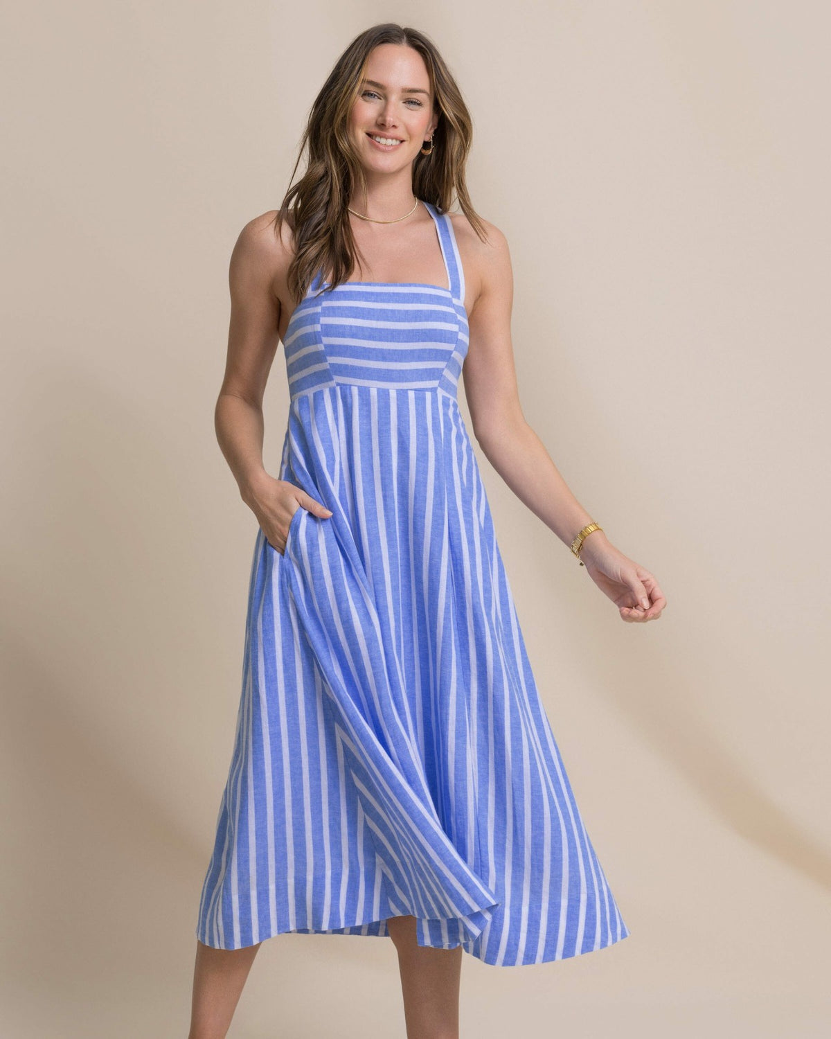 Cinzia Striped Cross Strap Dress