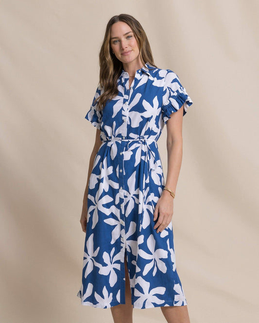 Tyra Printed Ruffle Sleeve Midi Dress
