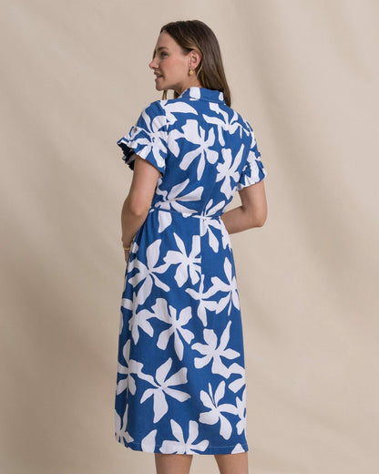 Tyra Printed Ruffle Sleeve Midi Dress