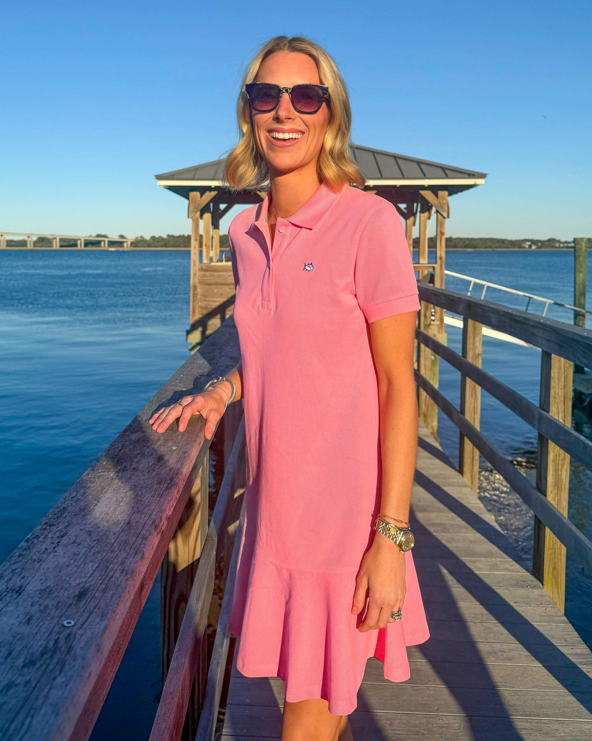 Skipjack Dropwaist Polo Dress - Sea Pink