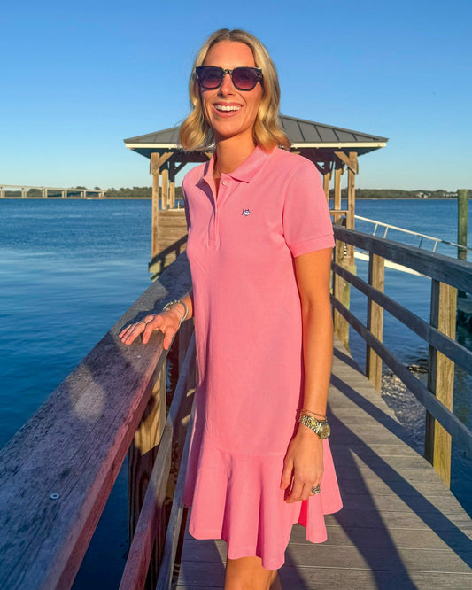 Skipjack Dropwaist Polo Dress - Sea Pink
