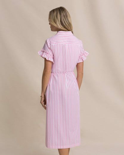 Tyra Striped Ruffle Sleeve Midi Dress
