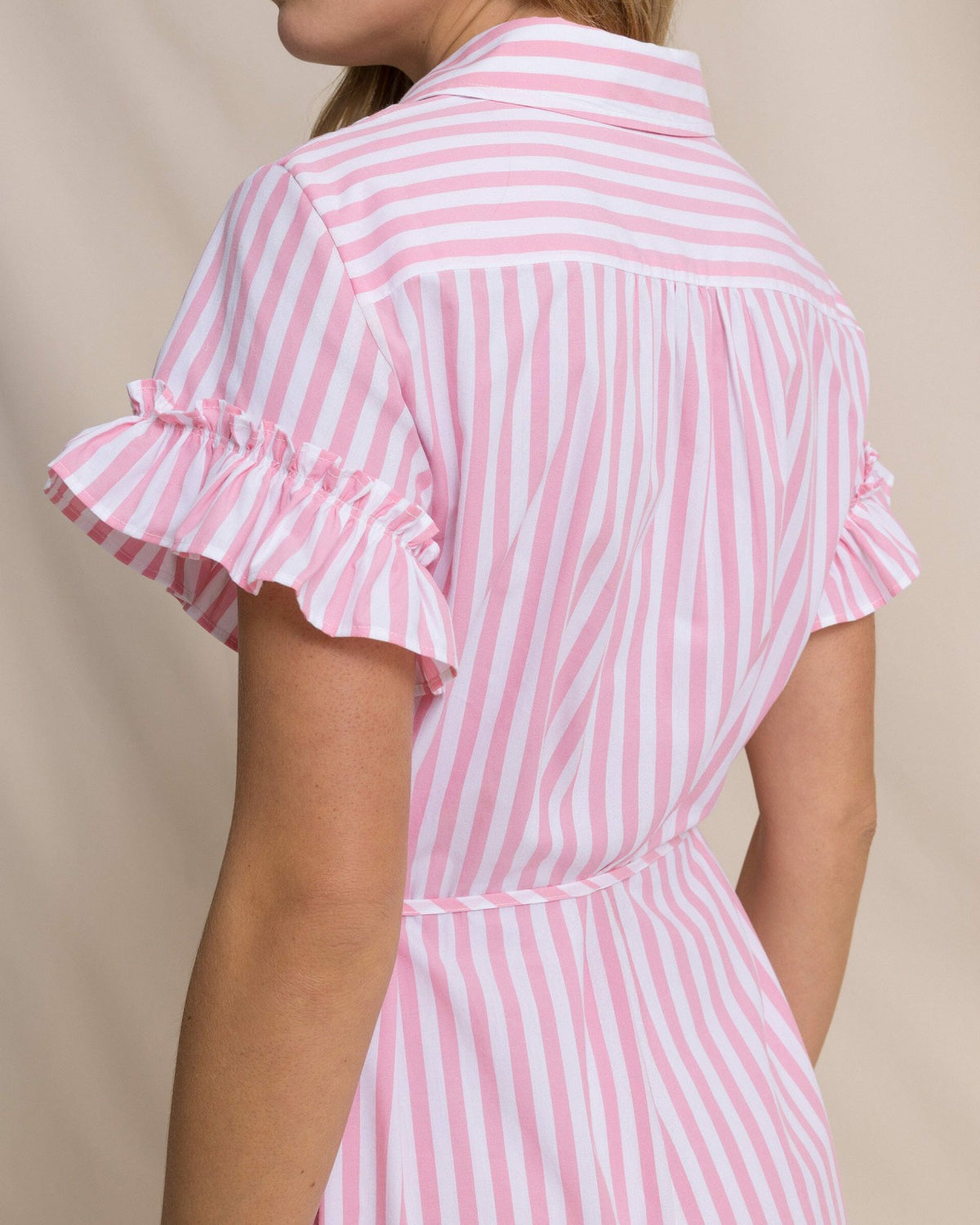 Tyra Striped Ruffle Sleeve Midi Dress