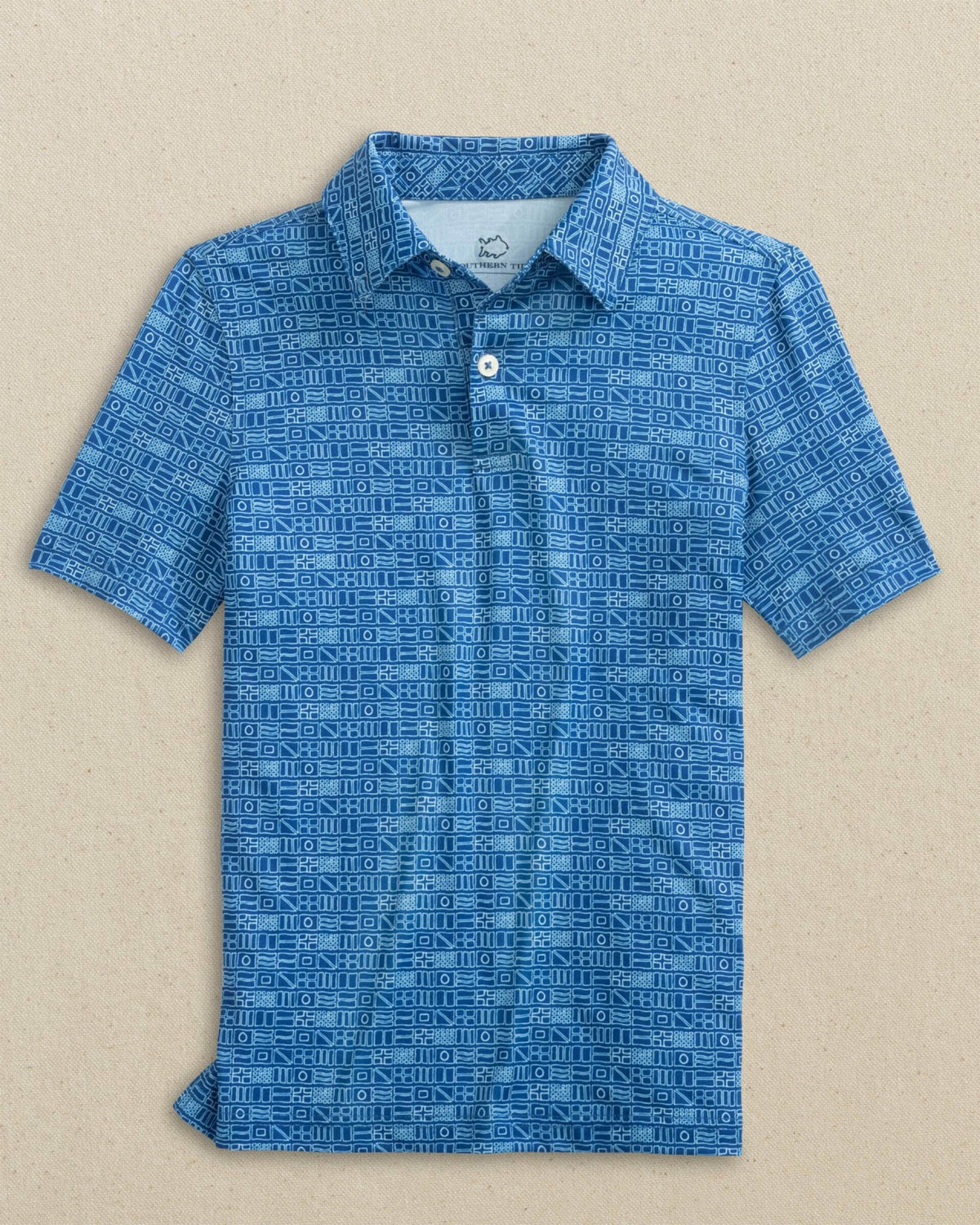 Boys Driver Nautical Flags Printed Performance Polo