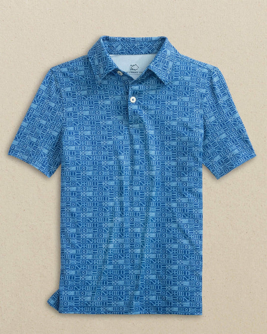 Boys Driver Nautical Flags Printed Performance Polo