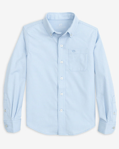Boy's Intercoastal Mini Gingham Button Down Shirt