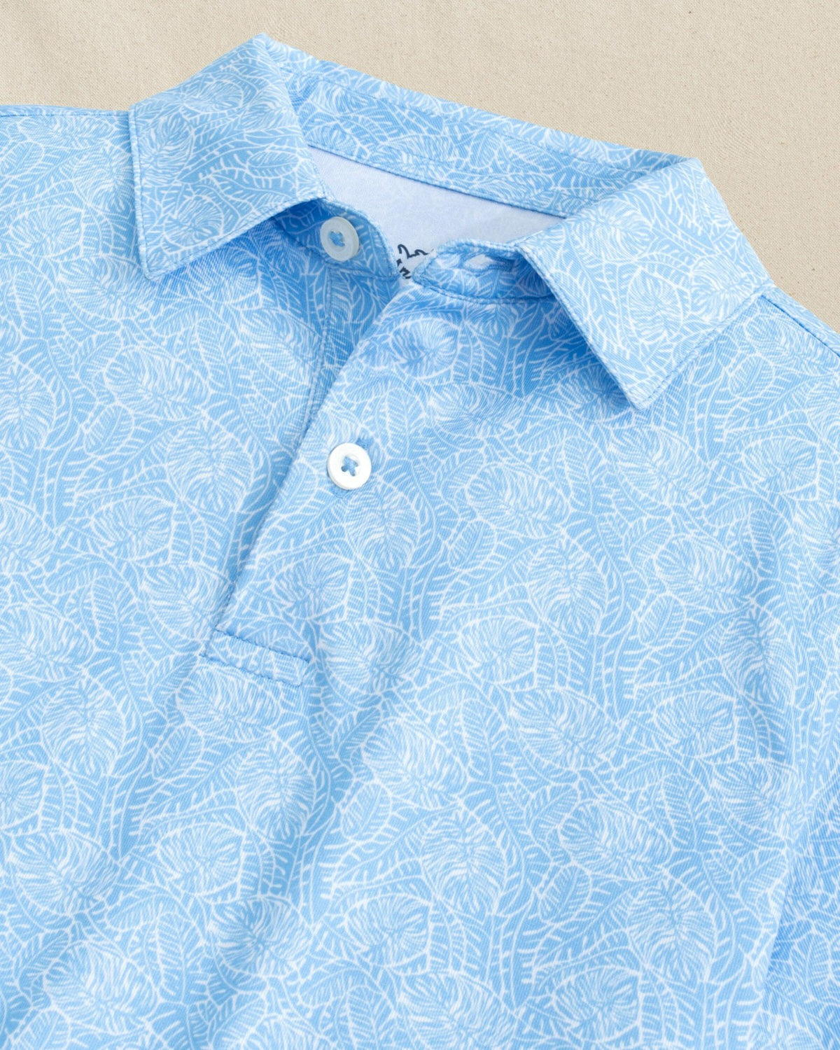 Boys Beach Palms Printed Performance Polo - Blue