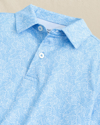 Boys Beach Palms Printed Performance Polo - Blue
