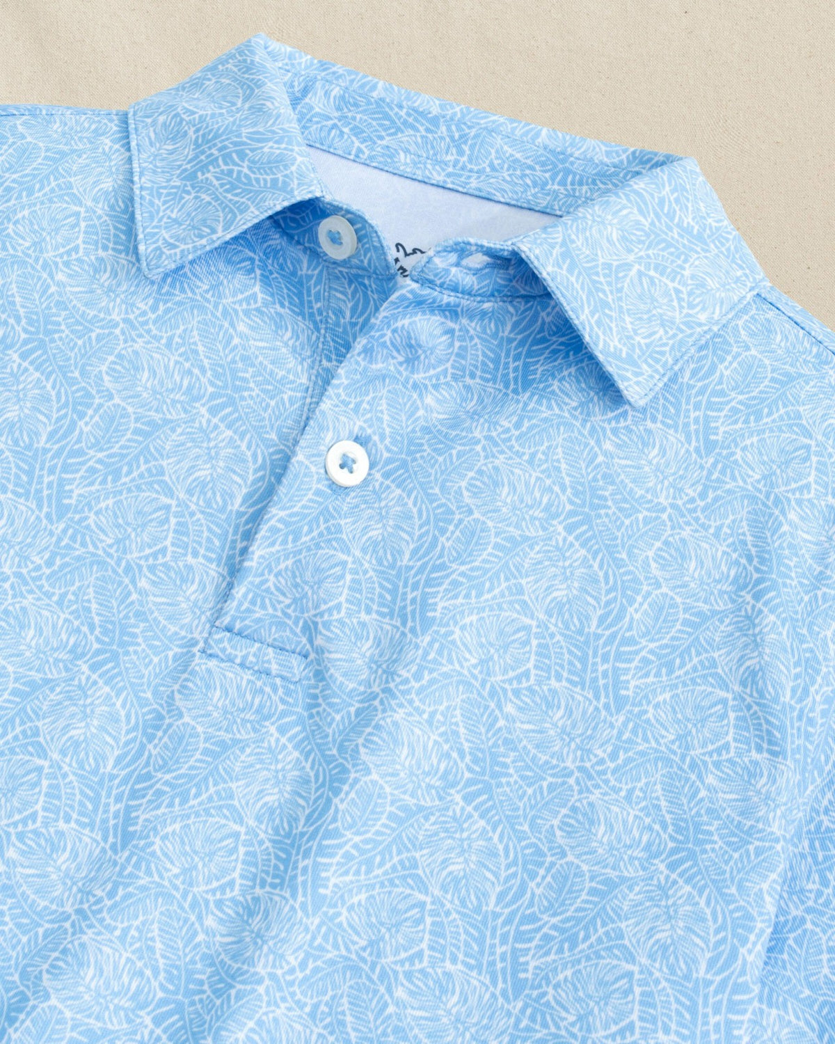 Boys Beach Palms Printed Performance Polo - Blue
