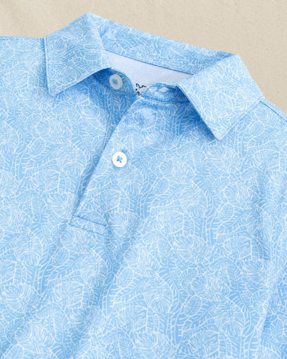 Boys Beach Palms Printed Performance Polo - Blue
