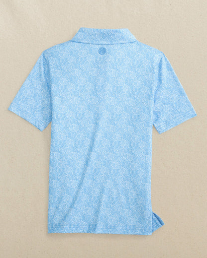 Boys Beach Palms Printed Performance Polo - Blue