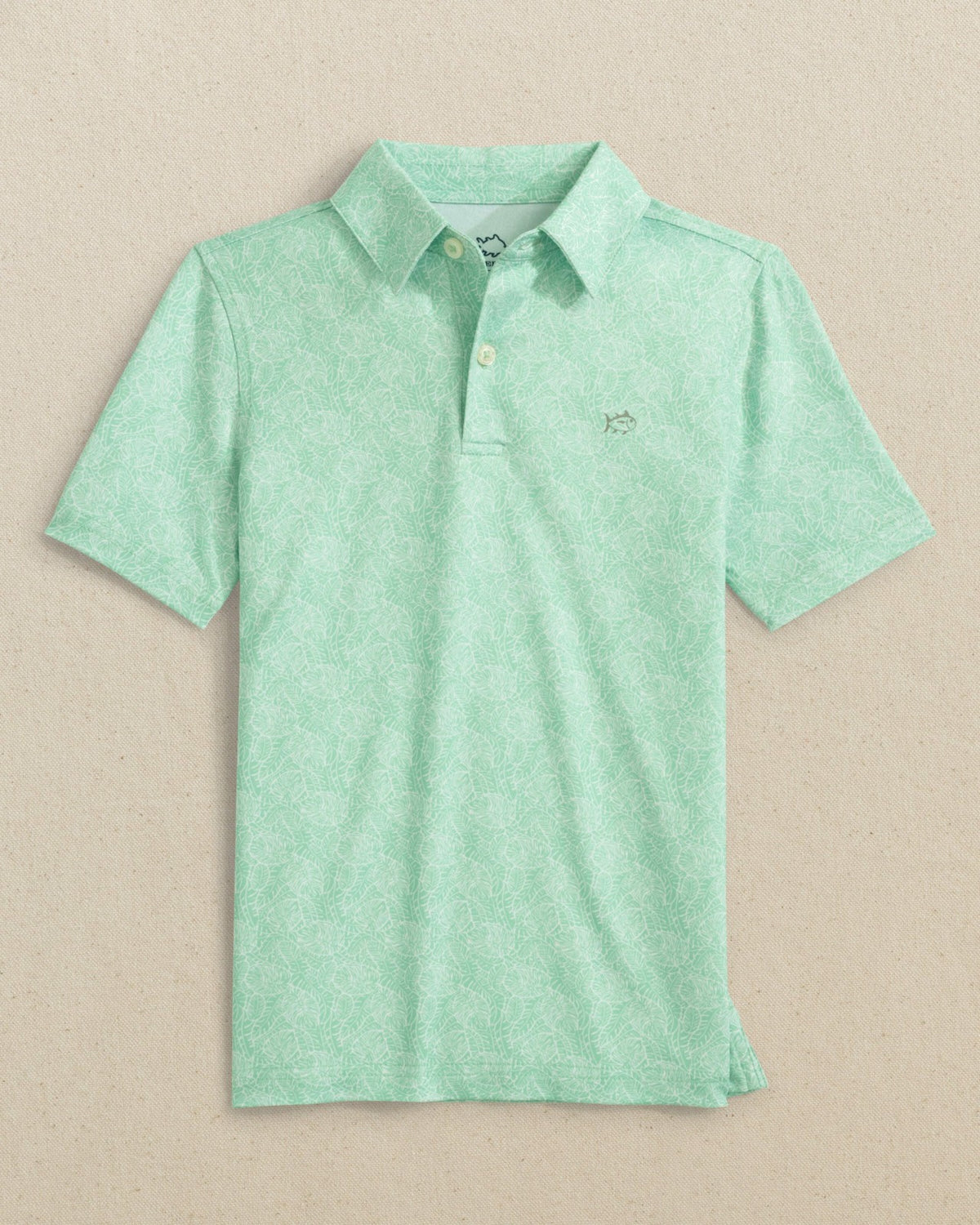 Boys Beach Palms Printed Performance Polo - Green