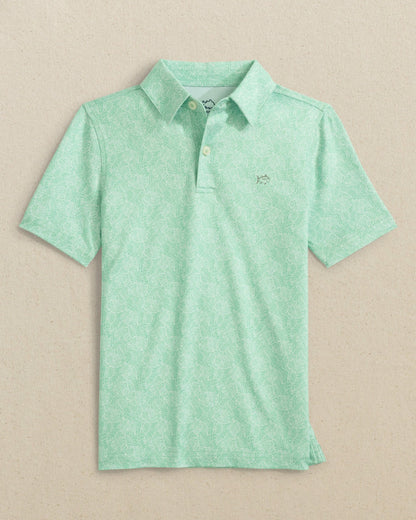 Boys Beach Palms Printed Performance Polo - Green