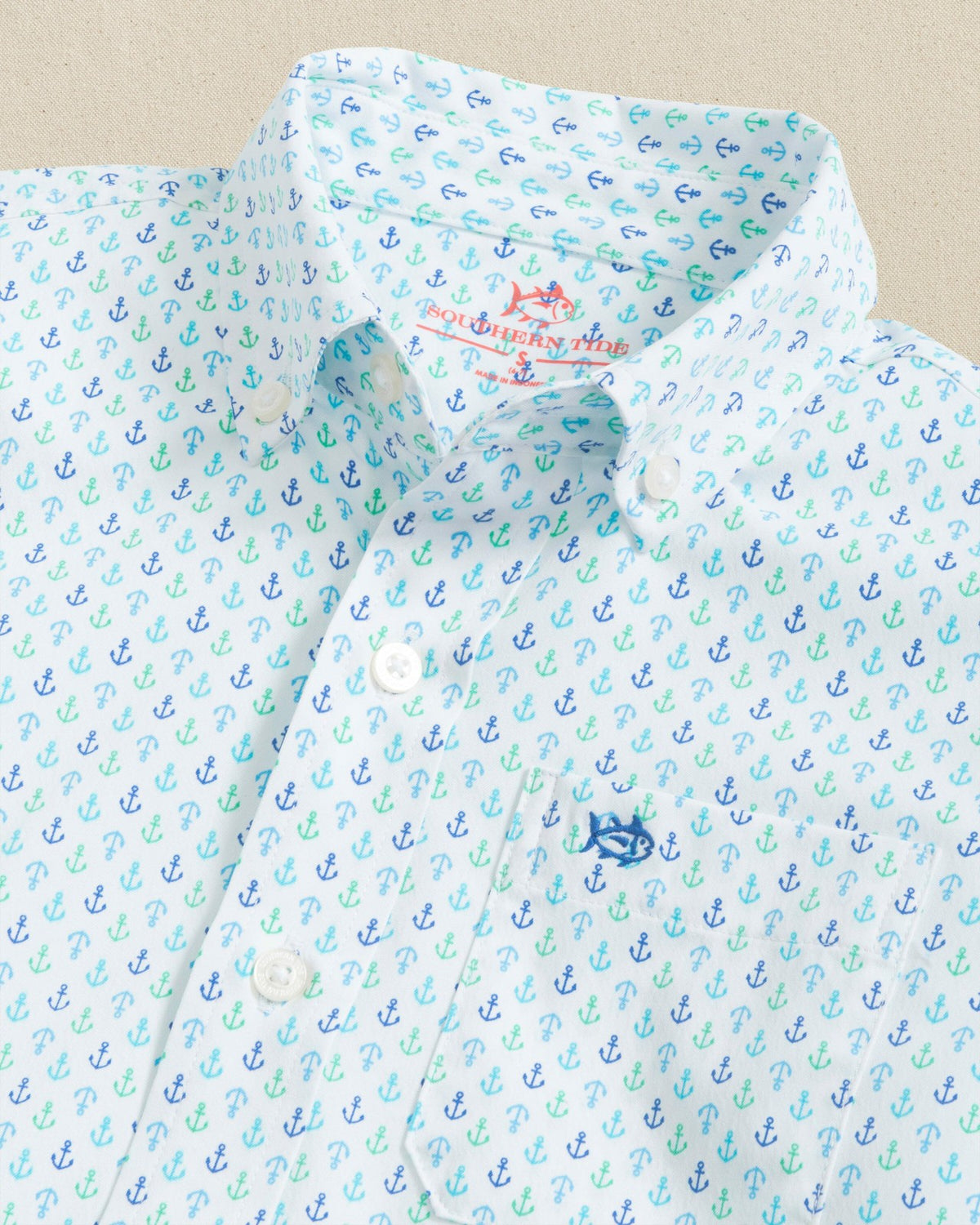 Boys Anchors Away Short Sleeve Sport Shirt