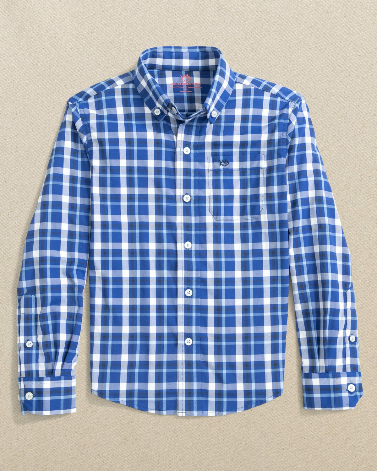 Boys River Ridge Plaid Long Sleeve Sport Shirt - Blue