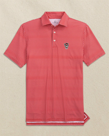NC State Wolf Head Driver Dunes Edge Plaid Polo