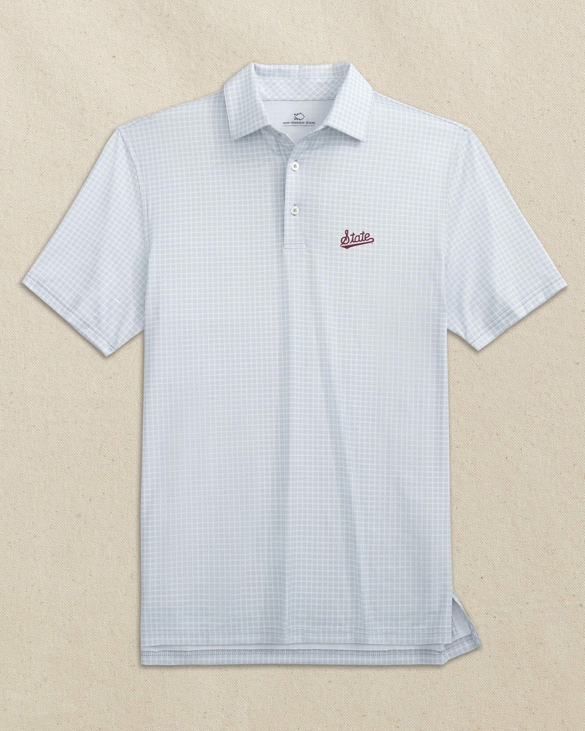 Mississippi State Script Dunes Edge Plaid Polo