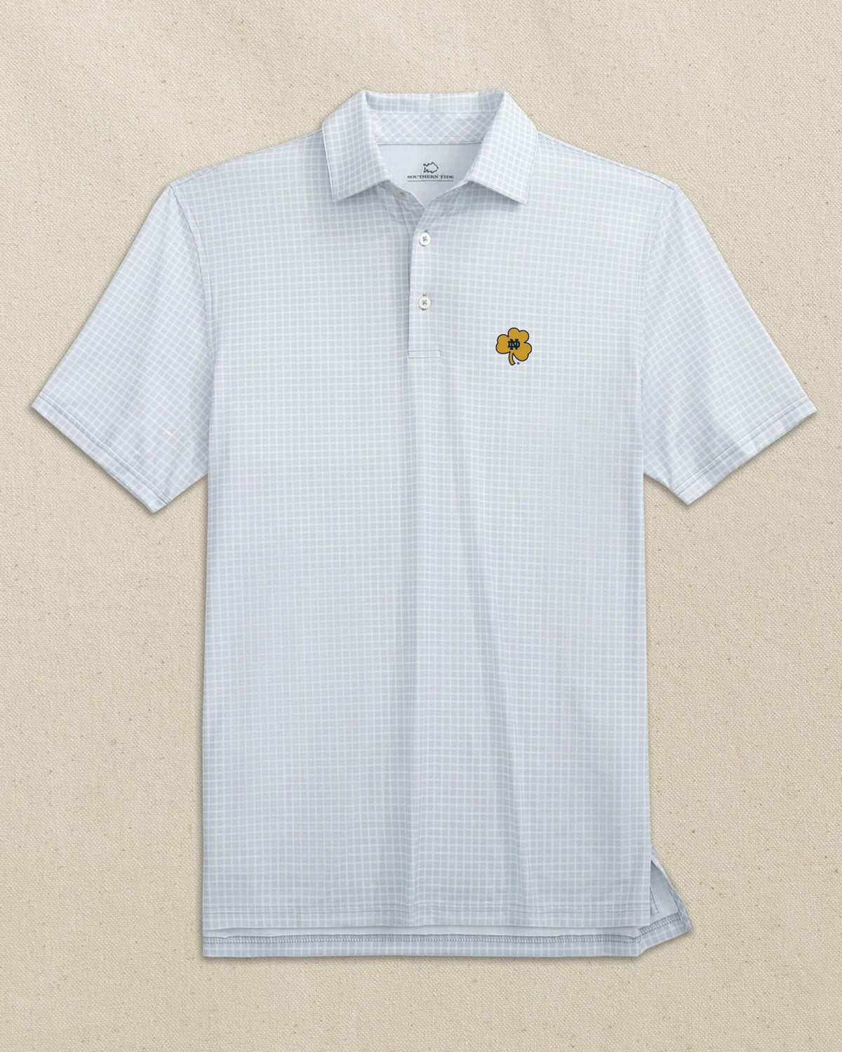 Notre Dame Shamrock Driver Dunes Edge Plaid Polo
