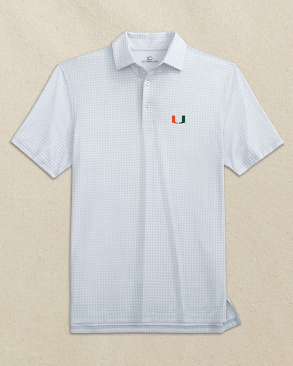 Miami Hurricanes Driver Dunes Edge Plaid Polo