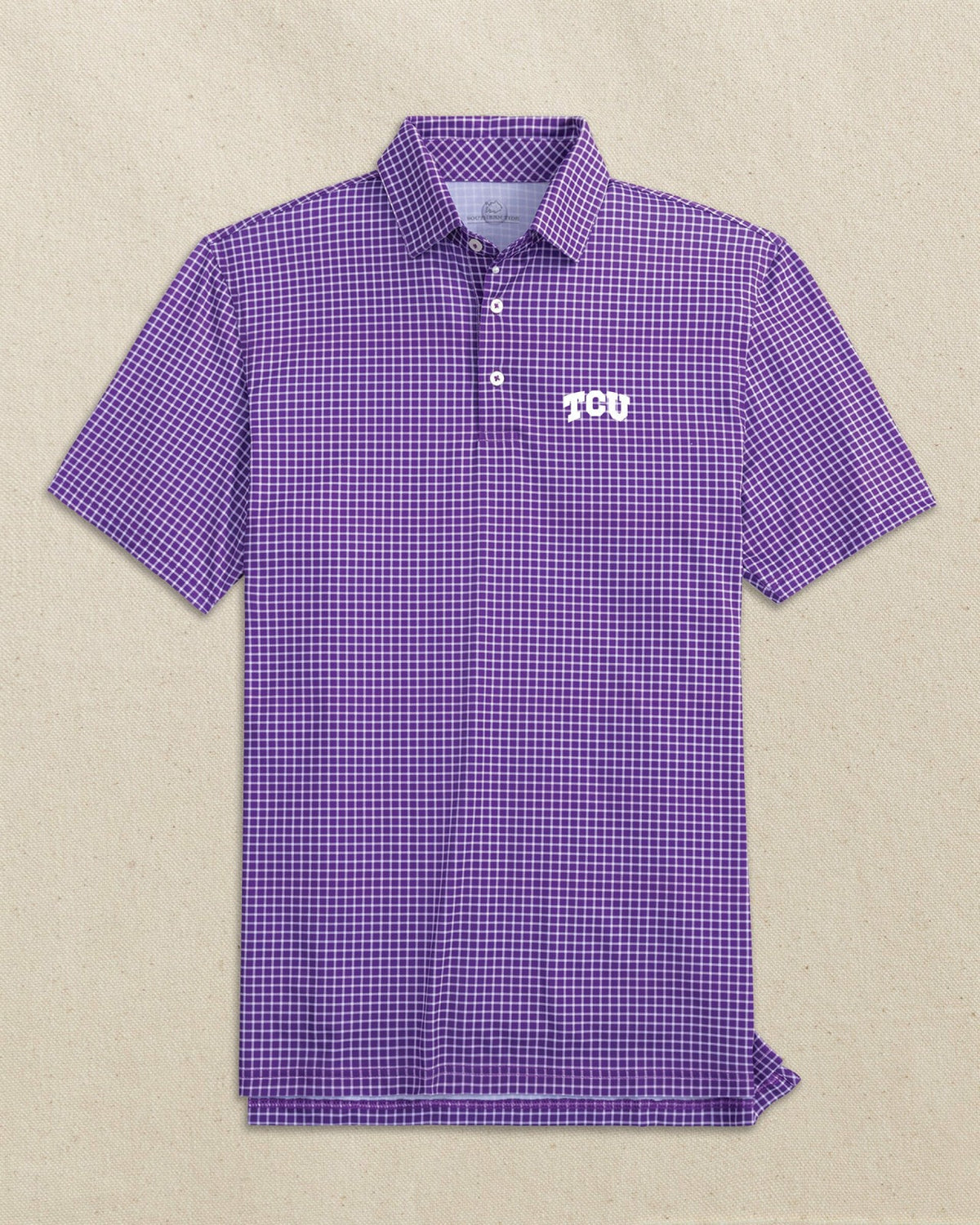 TCU Horned Frogs Driver Dunes Edge Plaid Polo