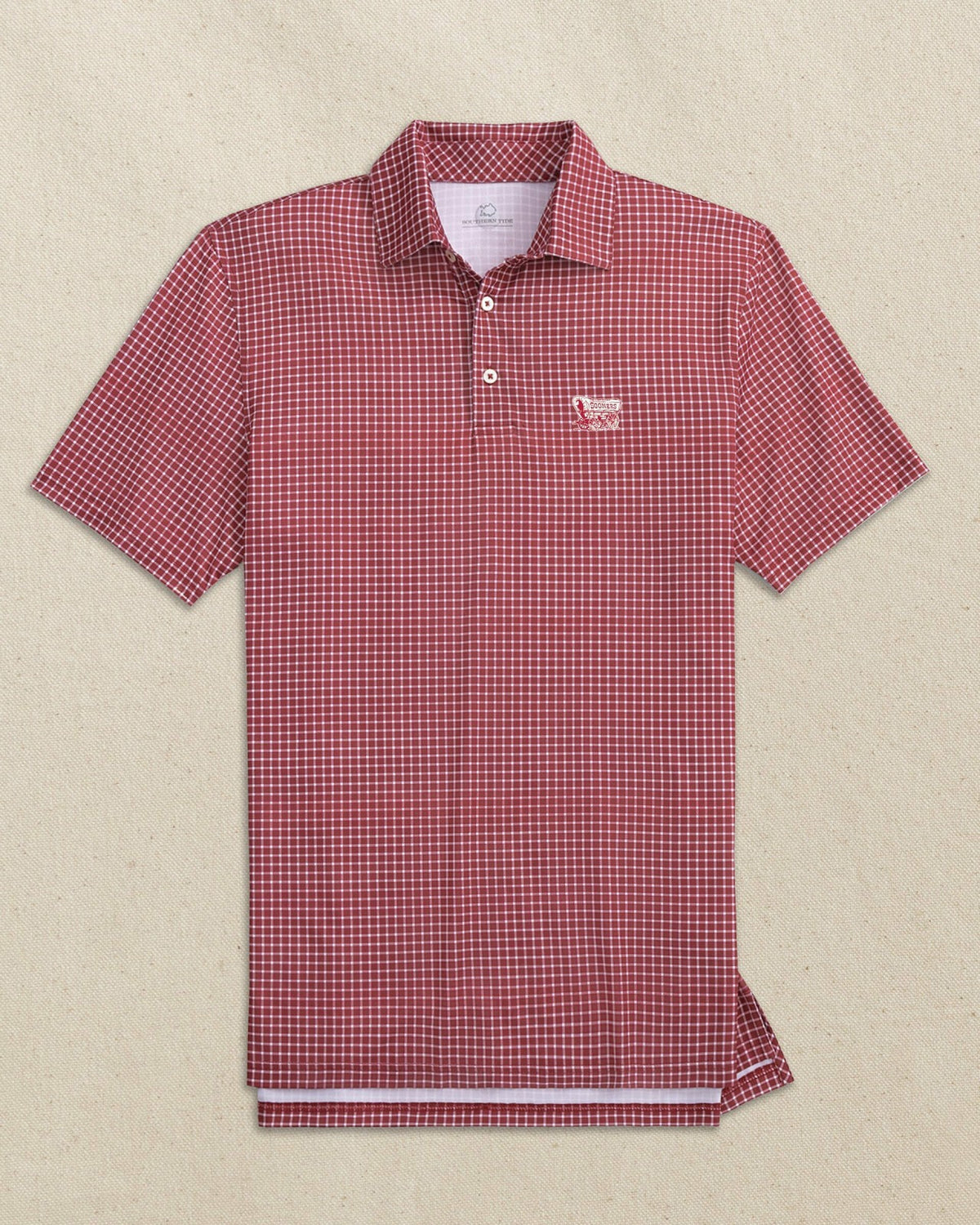 Oklahoma Sooner Schooner Dunes Edge Plaid Polo