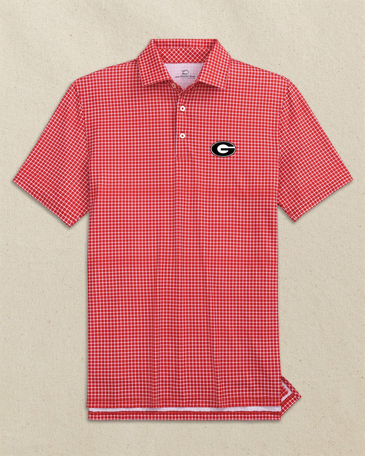 Georgia Bulldogs Oval G Dunes Edge Plaid Polo