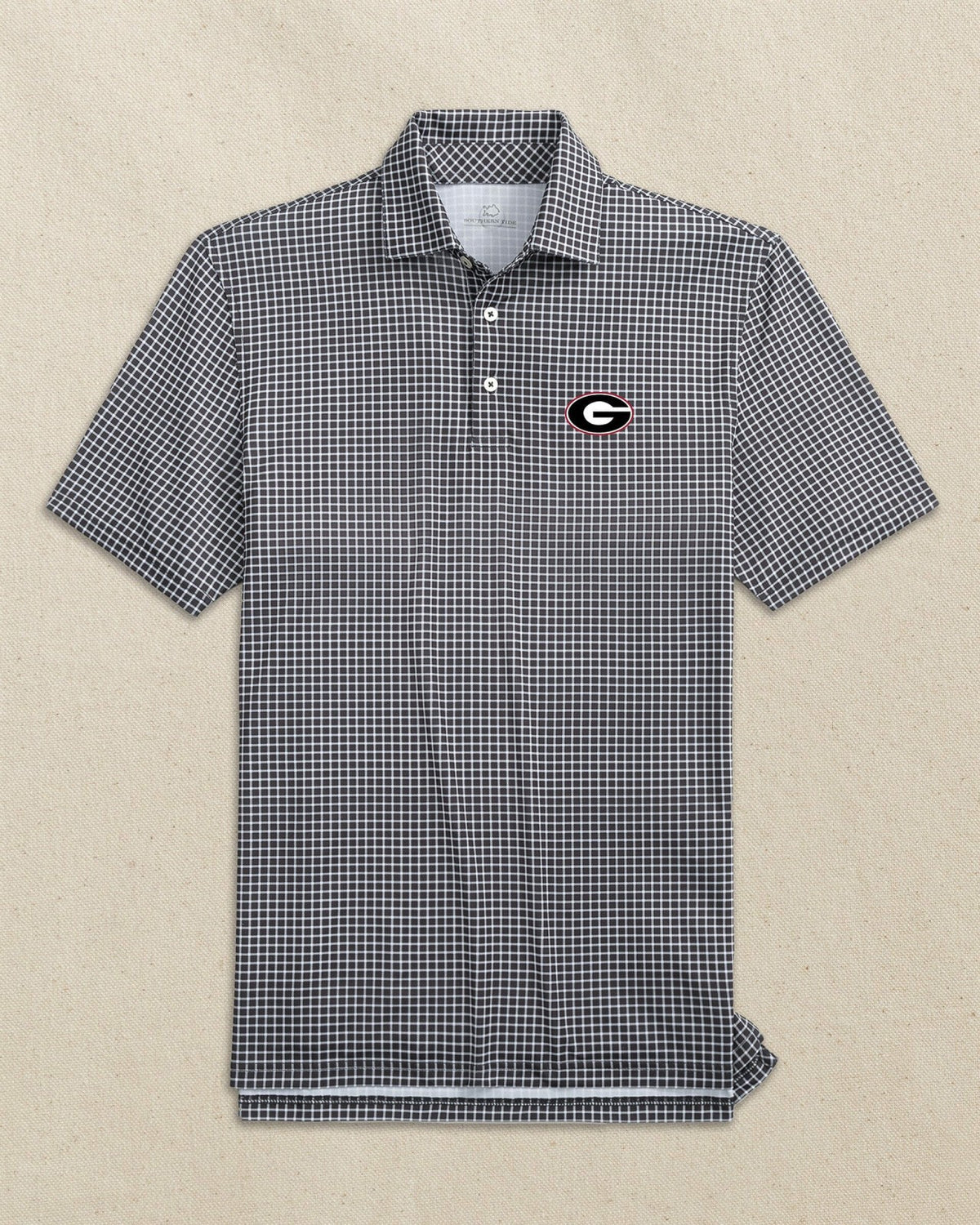 Georgia Bulldogs Oval G Dunes Edge Plaid Polo