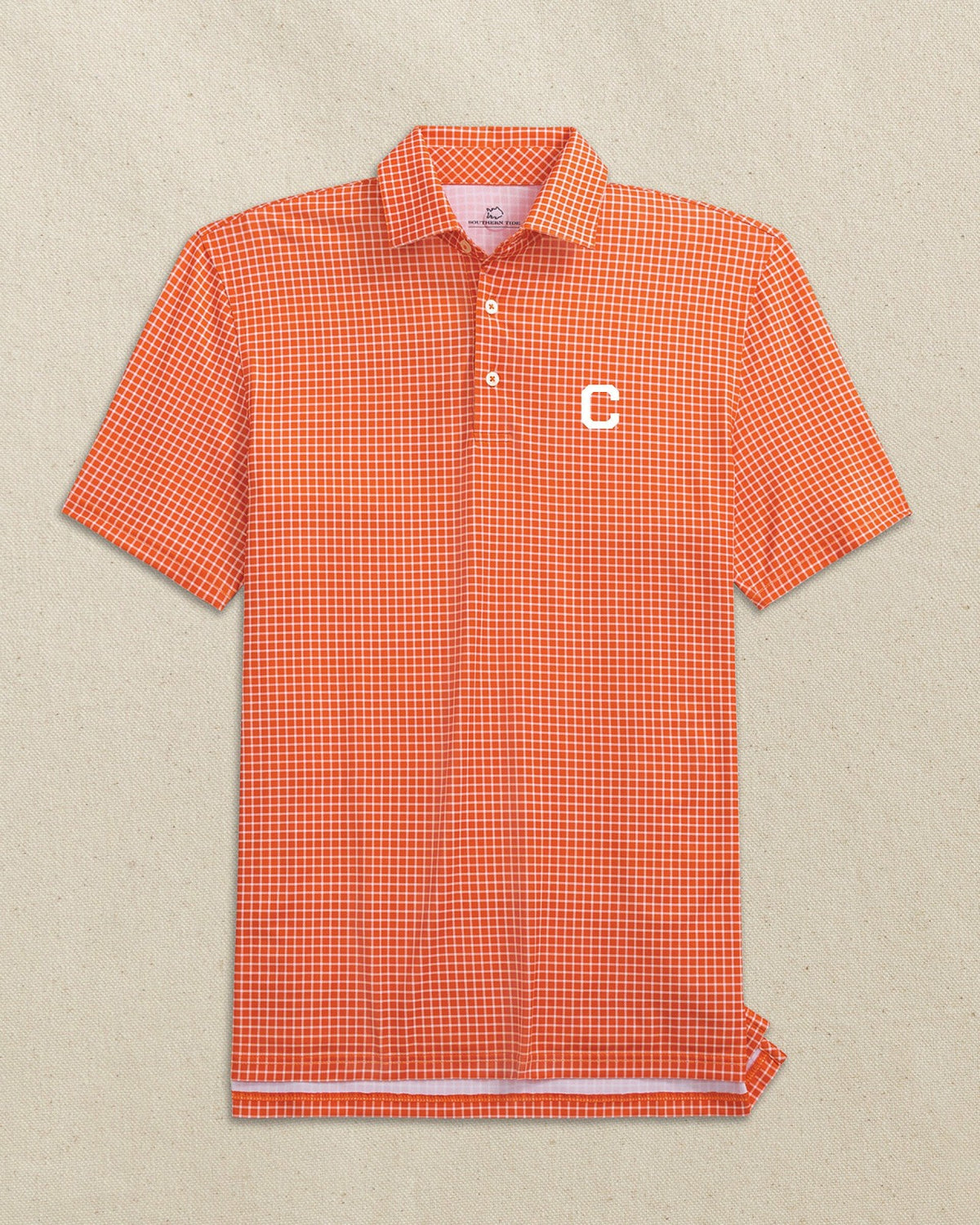 Clemson Tigers Block C Dunes Edge Plaid Polo