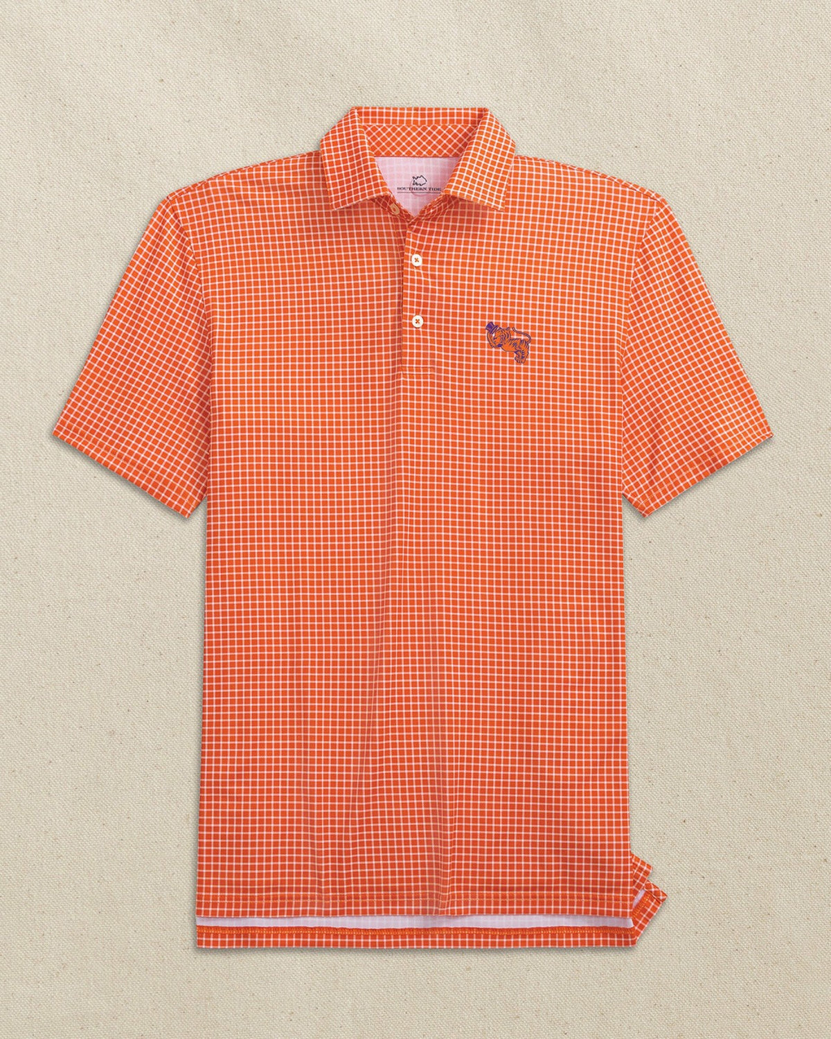 Clemson Gentleman Tiger Dunes Edge Plaid Polo
