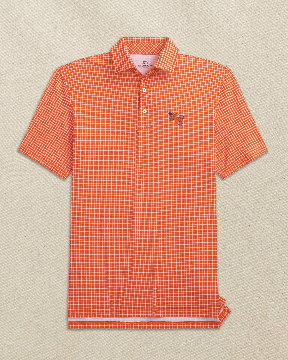 Clemson Gentleman Tiger Dunes Edge Plaid Polo