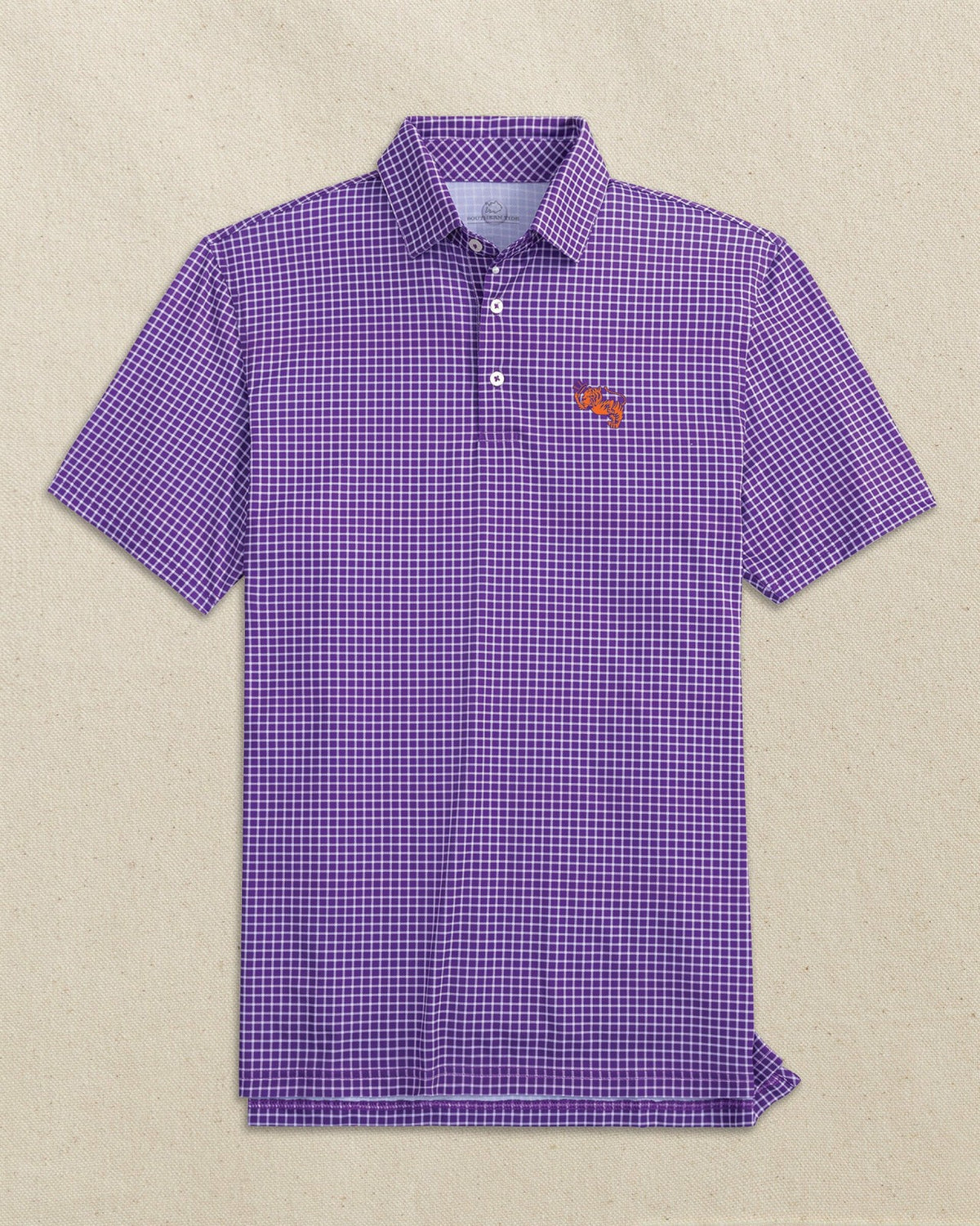 Clemson Gentleman Tiger Dunes Edge Plaid Polo