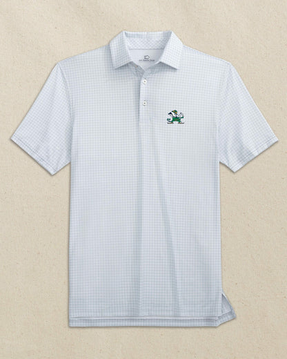 Notre Dame Leprechaun Dunes Edge Plaid Polo