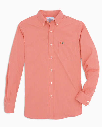 Miami Hurricanes Gingham Button Down Shirt Collegiate