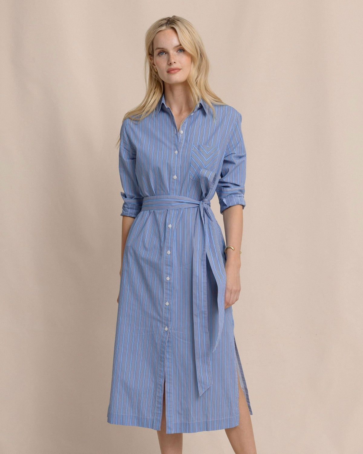 Trista Striped Midi Shirt Dress