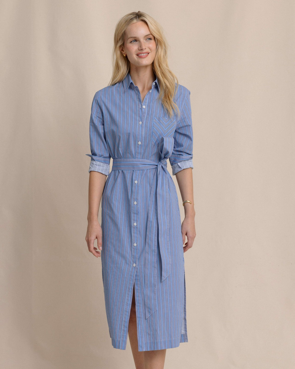 Trista Striped Midi Shirt Dress
