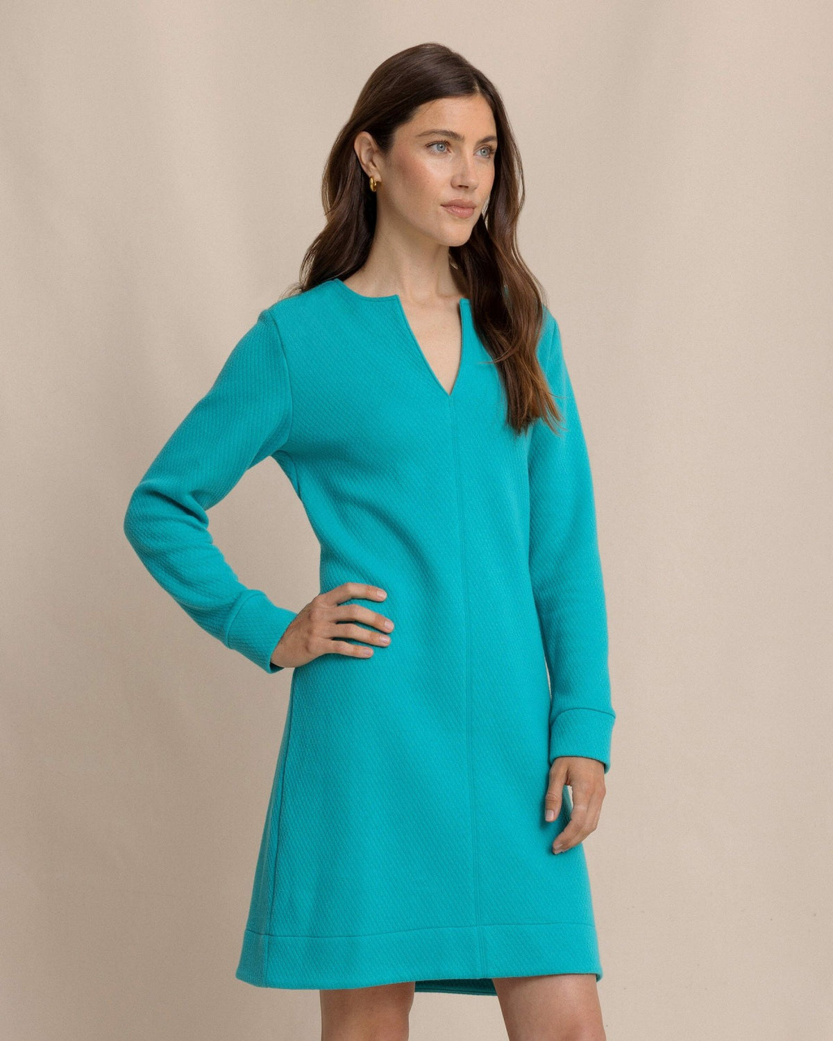 Cady Jacquard Dress - Spruce Shade