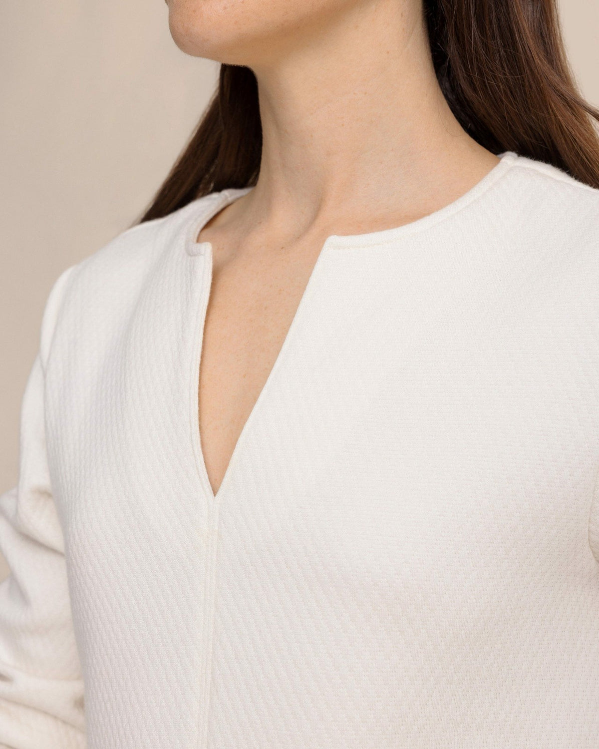 Cady Jacquard Dress - Sand White