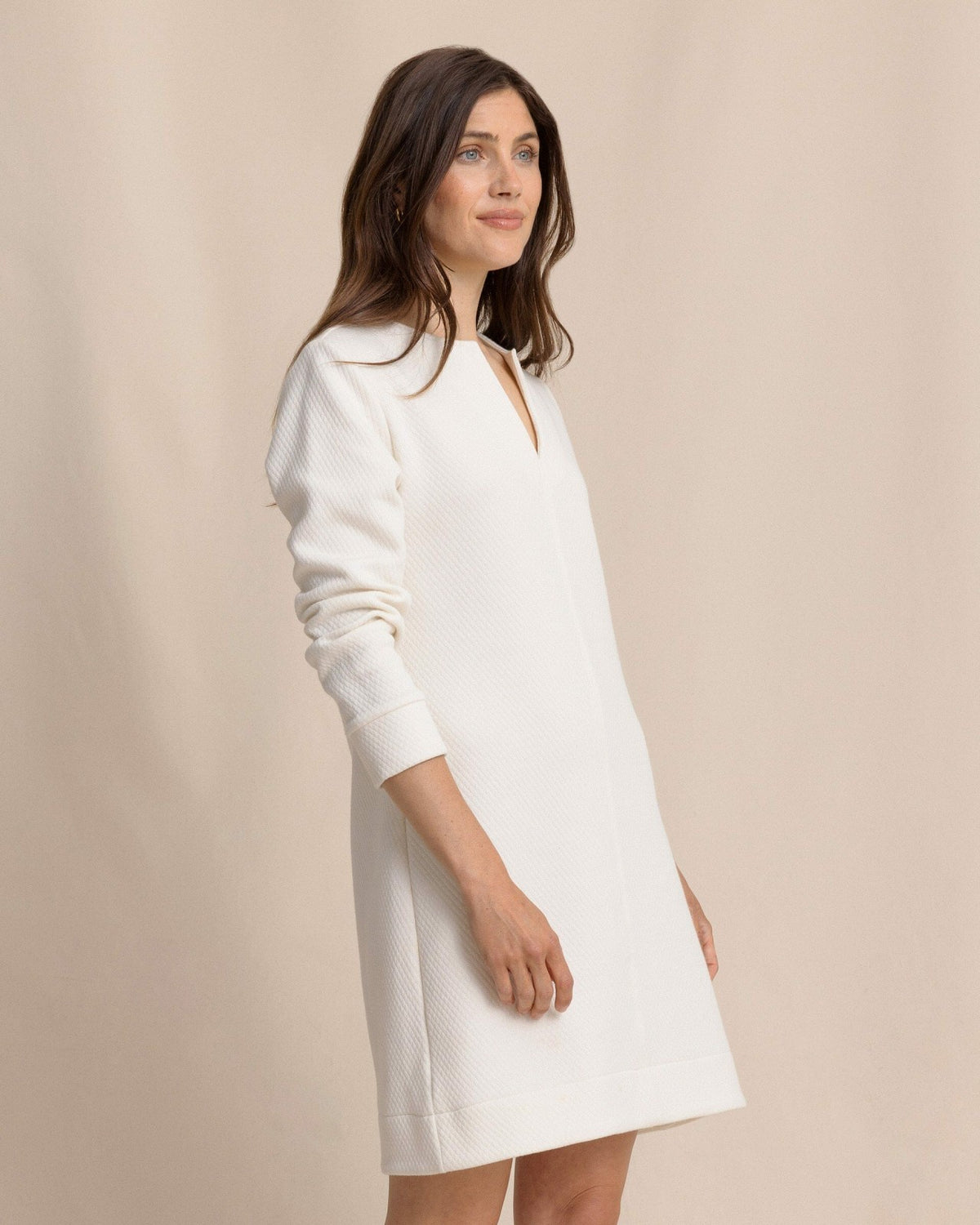 Cady Jacquard Dress - Sand White
