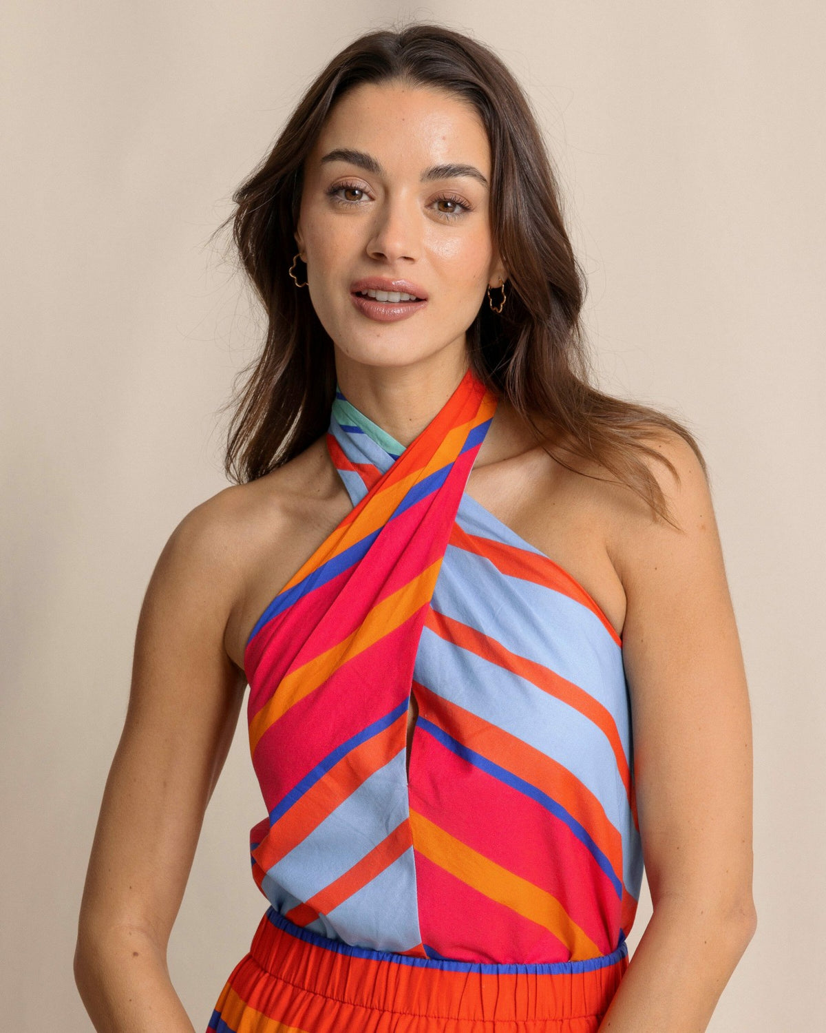 Fallon Calypso Cay Stripe Halter Top