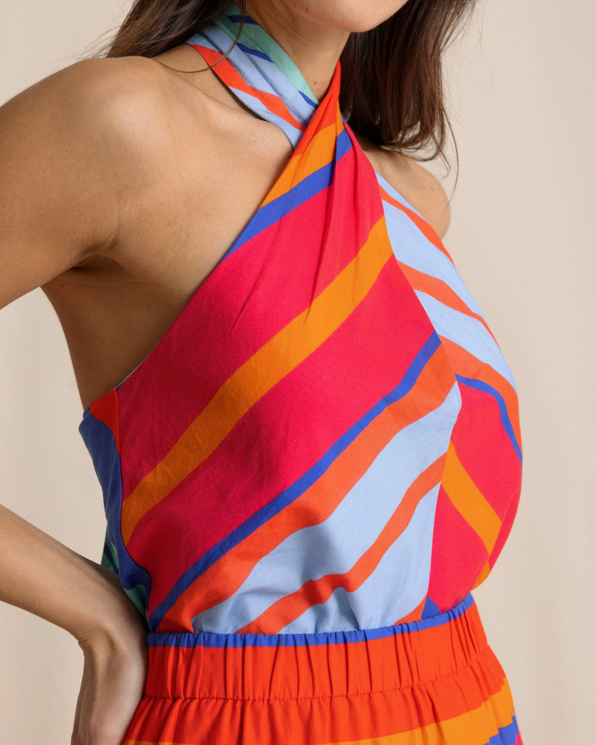 Fallon Calypso Cay Stripe Halter Top