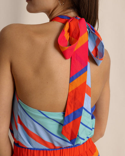 Fallon Calypso Cay Stripe Halter Top
