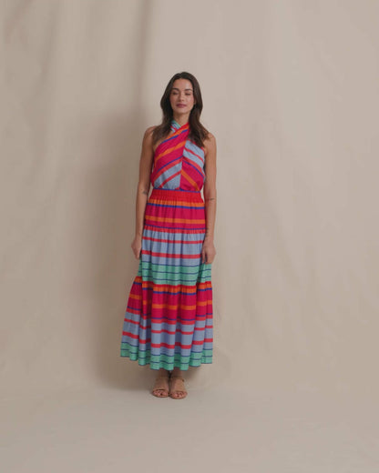 Fallon Calypso Cay Stripe Halter Top